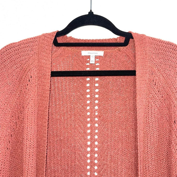 Maurices Matte Pink Chenille Knit Open Front Longline Cardigan Xsmall Women’s - Picture 4 of 12